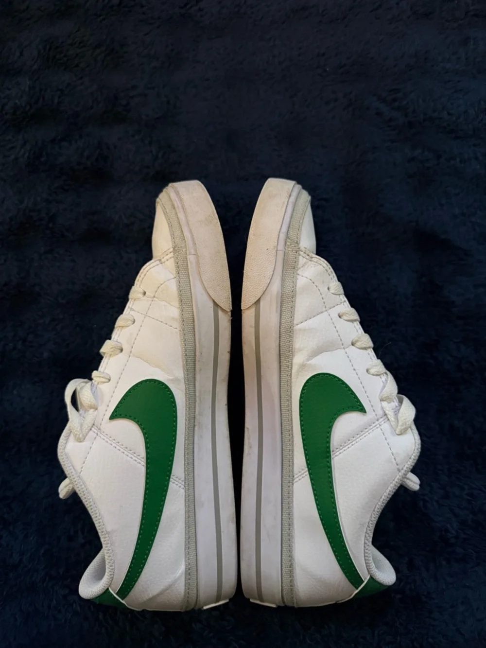 Nike Court Legacy White Low-Top Sneakers with Green Swoosh - Picture 1 of 2